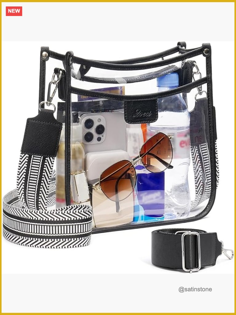Large Clear Crossbody Bag With 3 Pockets Stadium Approved